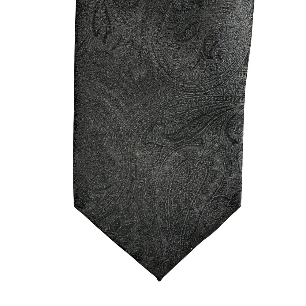 Pierre Cardin Mens Black Paisley Silk-Look Formal Necktie New With Tags